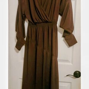 Zara Brown Long Sleeve Maxi Dress